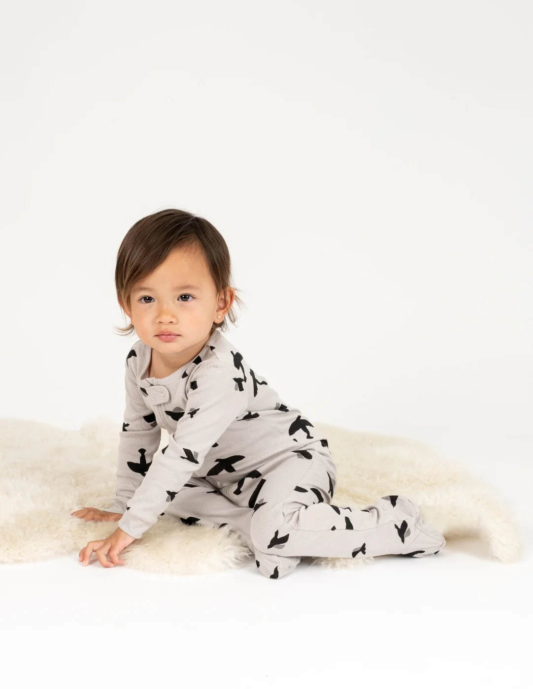 Kids Footed Grey Bird Pajamas - Image 3