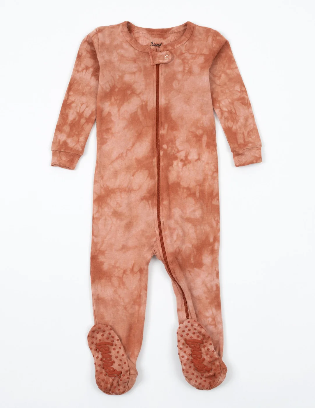 Kids Footed Peach Mix Tie Dye Cotton Pajamas - Image 2