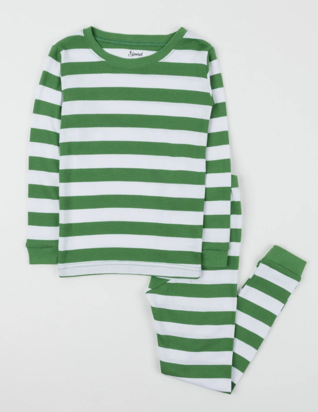 Kids Green & White Stripes Pajamas - Image 3