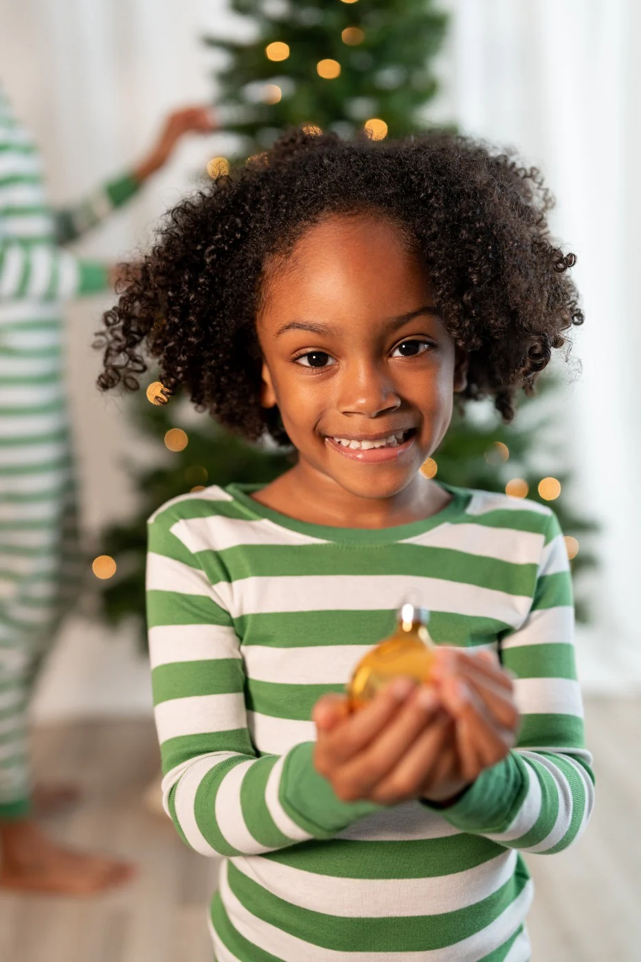 Kids Green & White Stripes Pajamas - Image 4