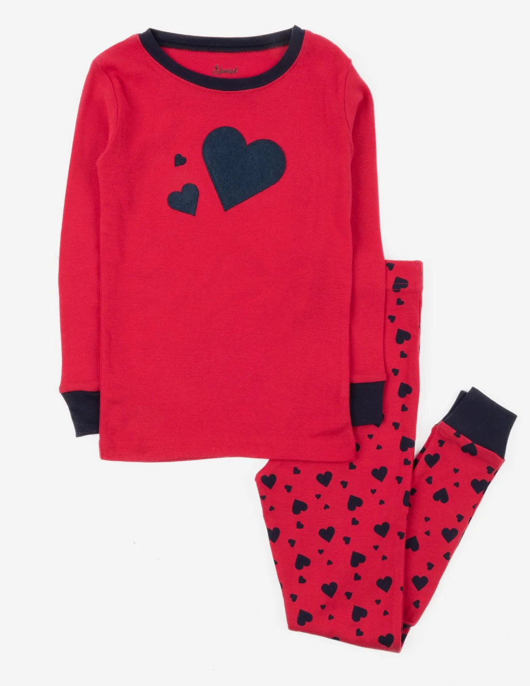Kids Dark Navy Hearts Pajamas - Image 2