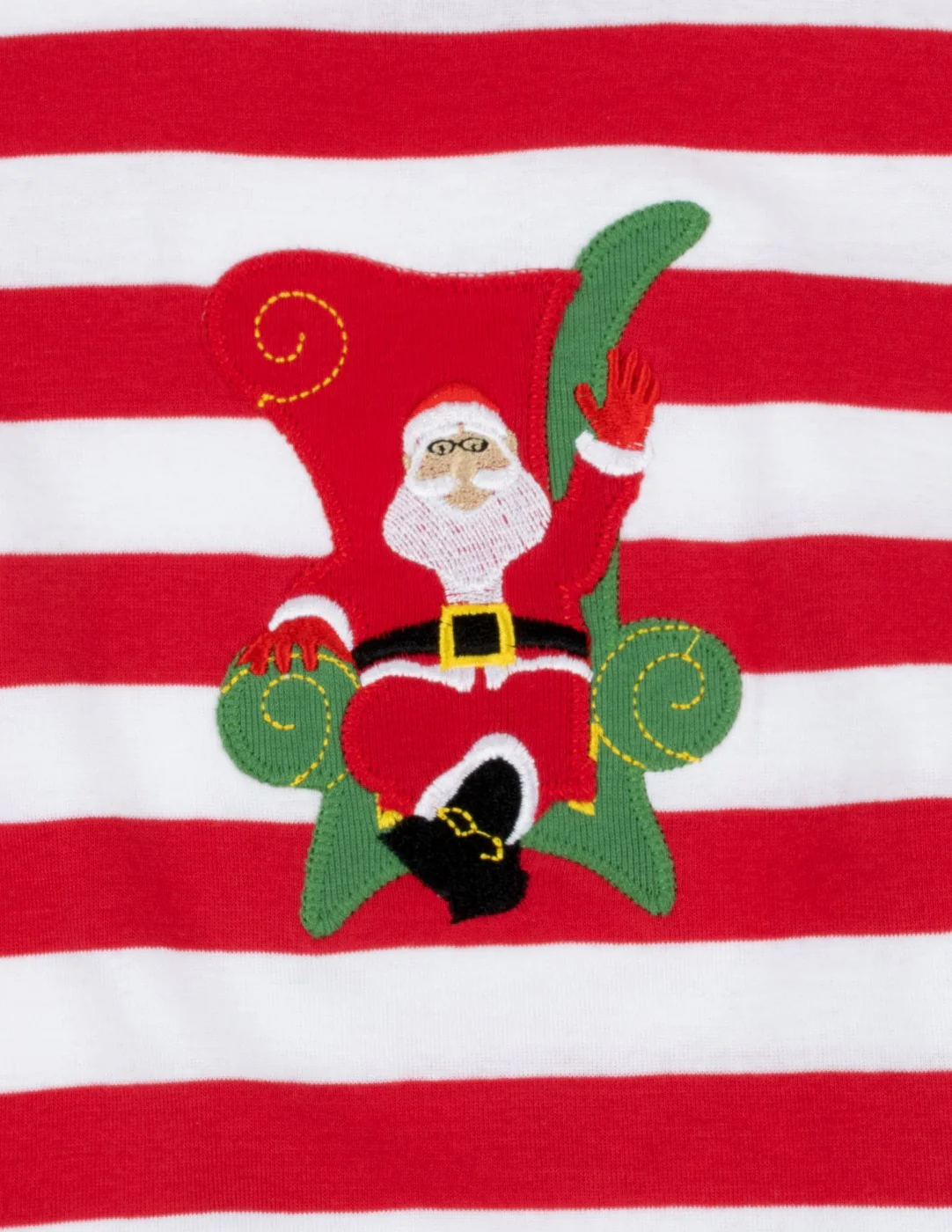Kids Two Piece Red & White Stripes Santa Pajamas - Image 3