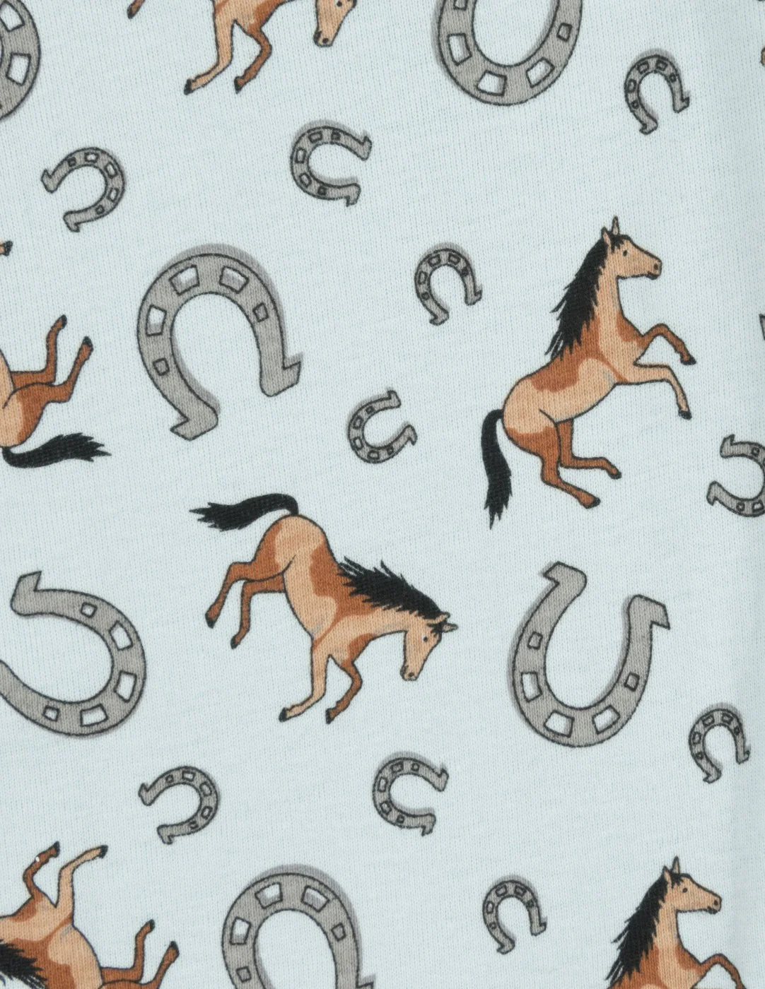 Kids Cotton Short Blue Horse Pajamas - Image 2