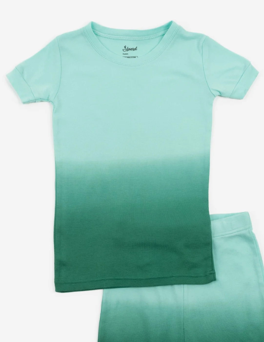 Kids Cotton Short Aqua Ombré Tie Dye Pajamas - Image 2