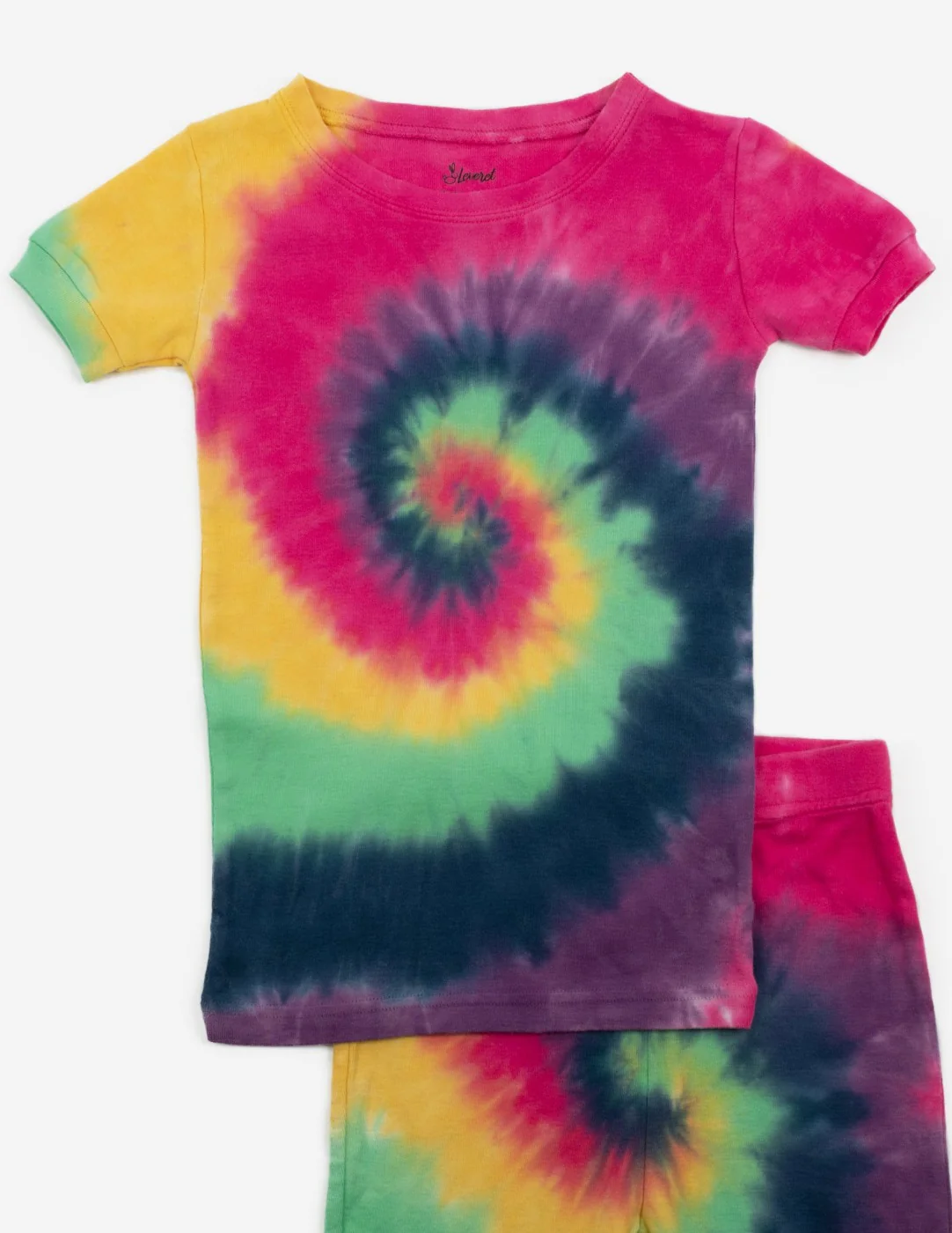 Kids Cotton Short Girl Swirl Tie Dye Pajamas - Image 2