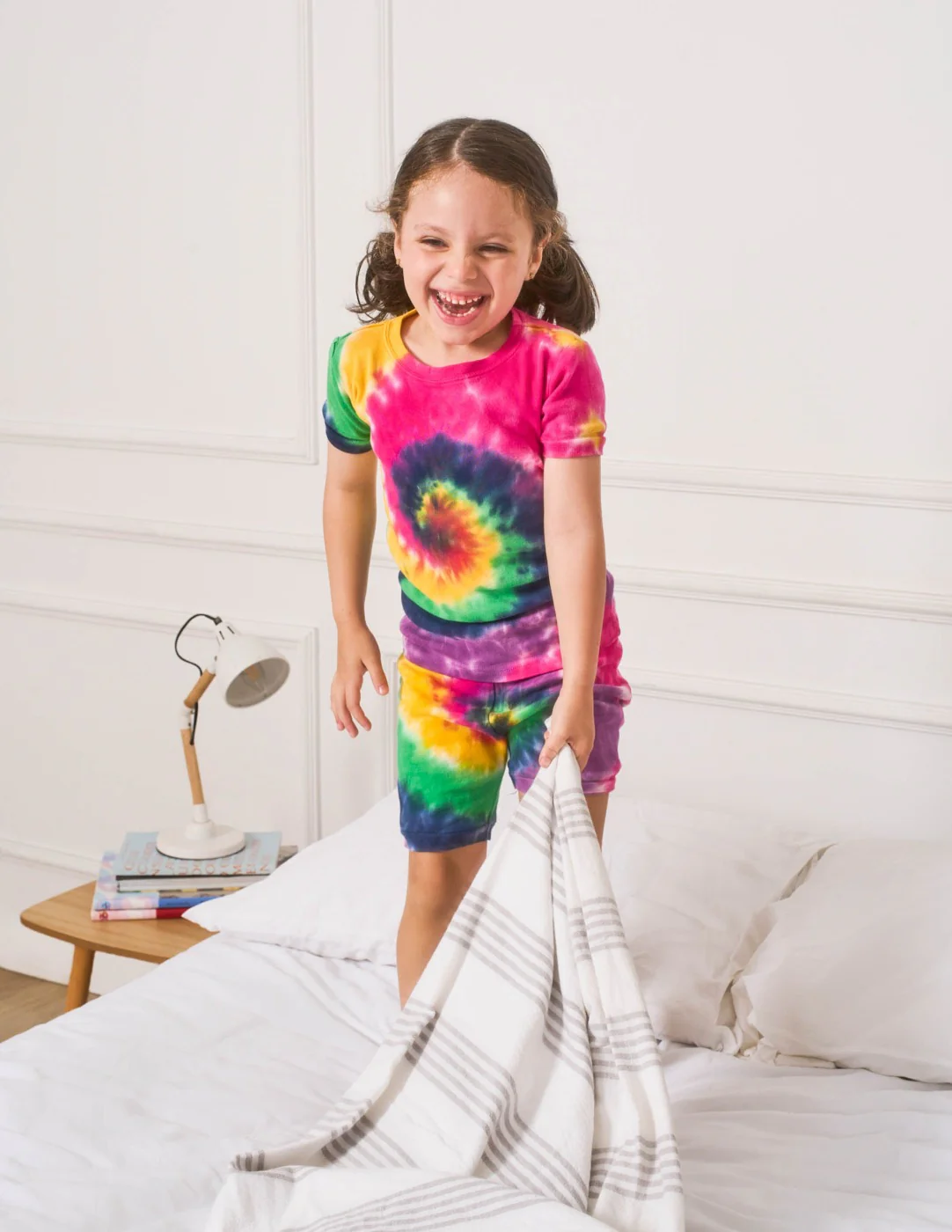 Kids Cotton Short Girl Swirl Tie Dye Pajamas - Image 3