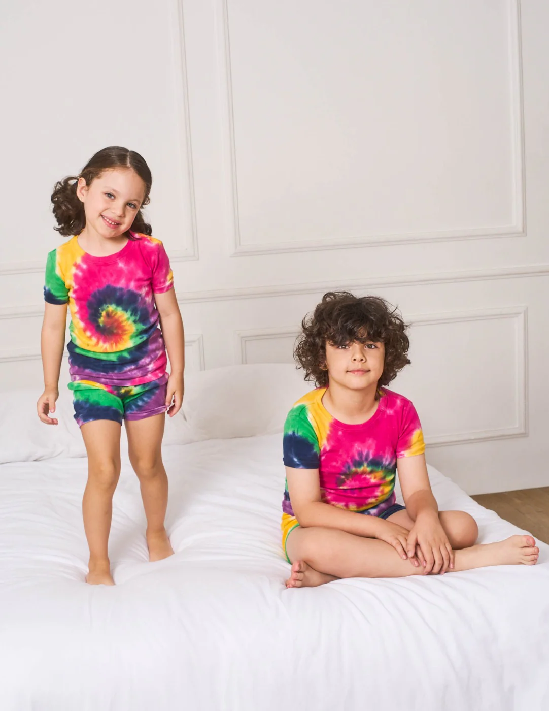 Kids Cotton Short Girl Swirl Tie Dye Pajamas - Image 4