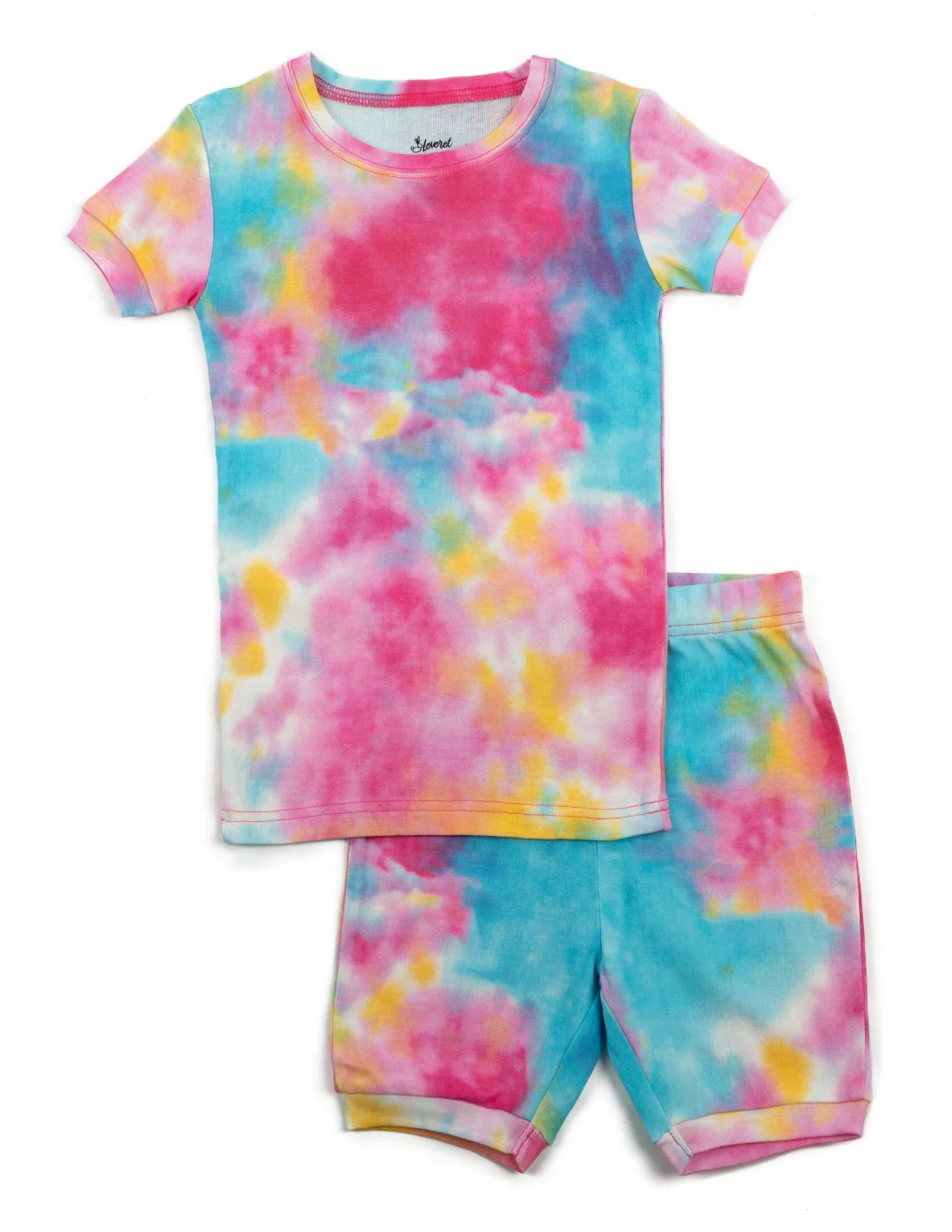 Kids Cotton Short Rainbow Mix Tie Dye Pajamas - Image 2