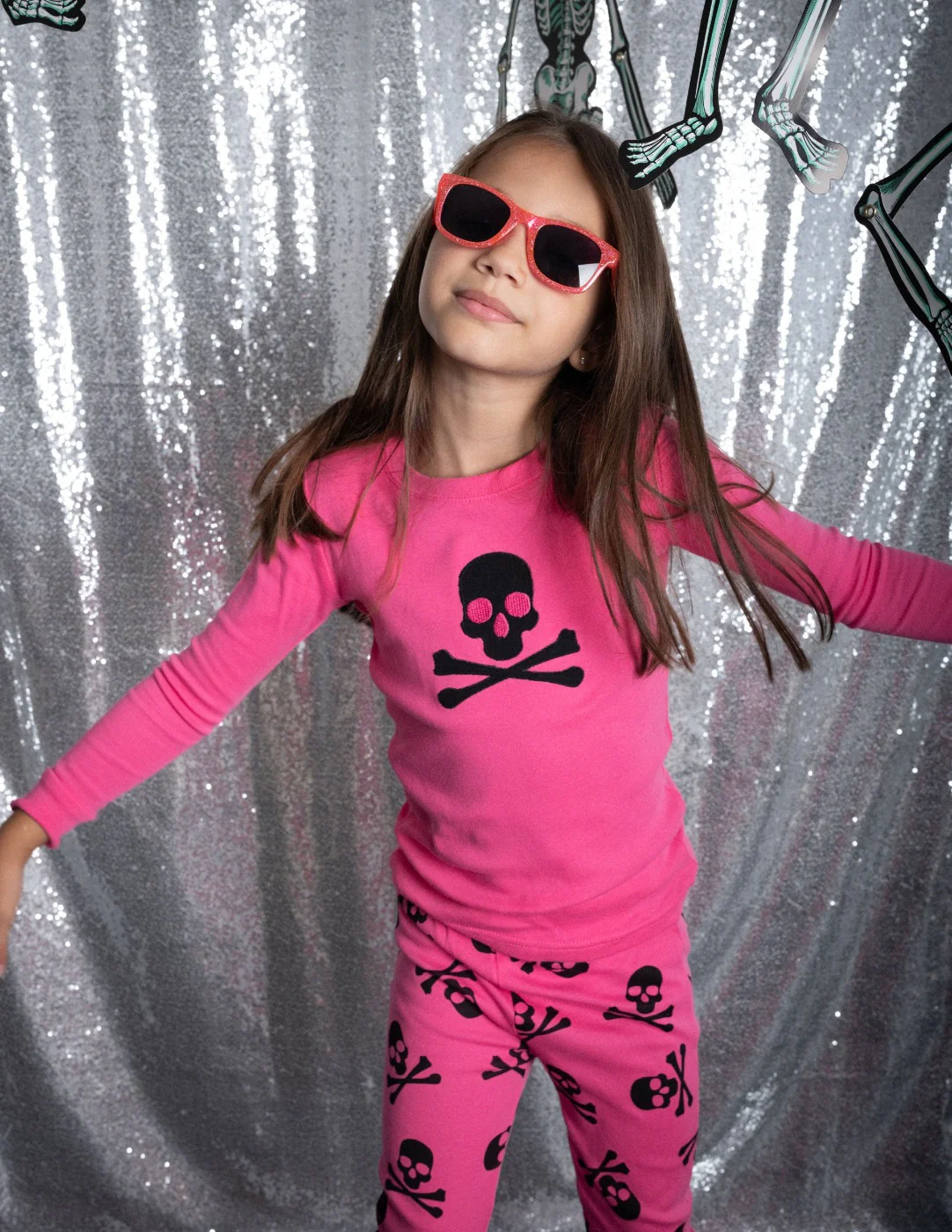 Kids Hot Pink Skull Pajamas - Image 3