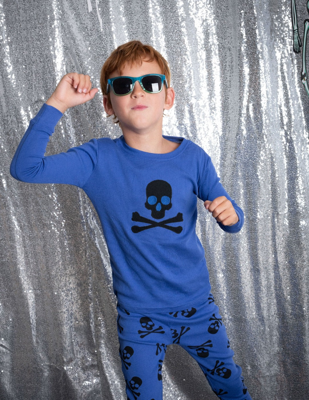 Kids Royal Blue Skull Pajamas - Image 3