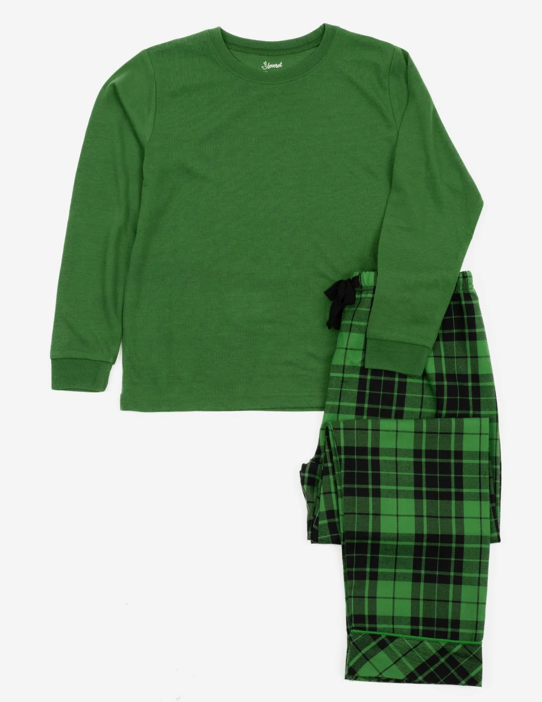 Kids Green & Black Plaid Flannel Set - Image 2