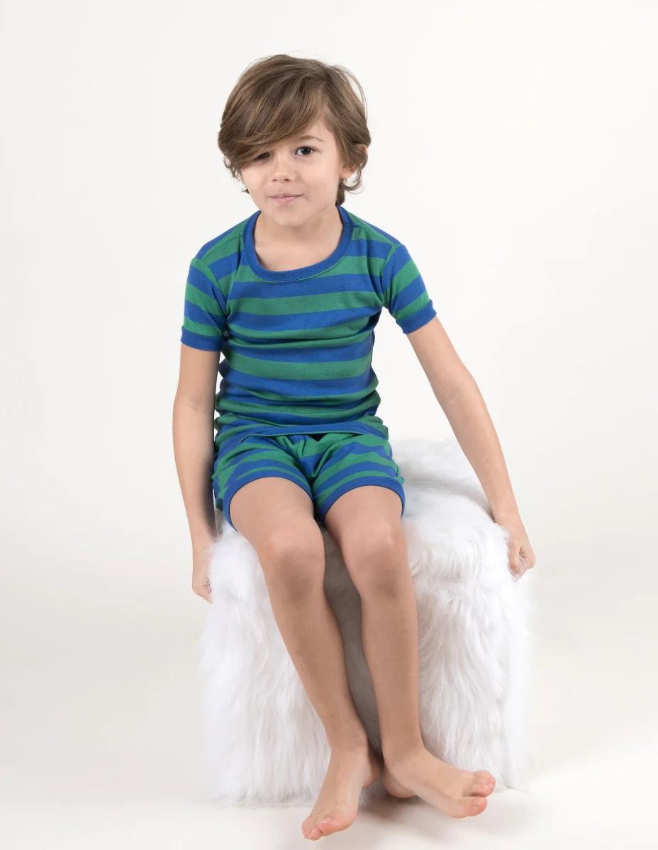 Short Sleeve Striped Cotton Pajamas - Image 12