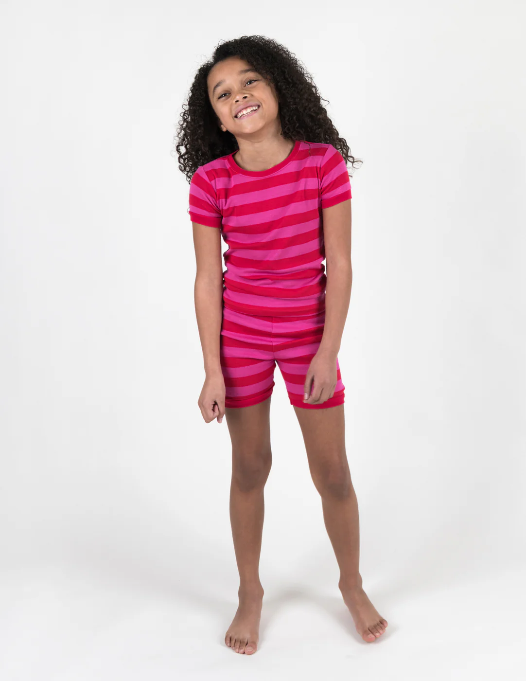 Short Sleeve Striped Cotton Pajamas - Image 20