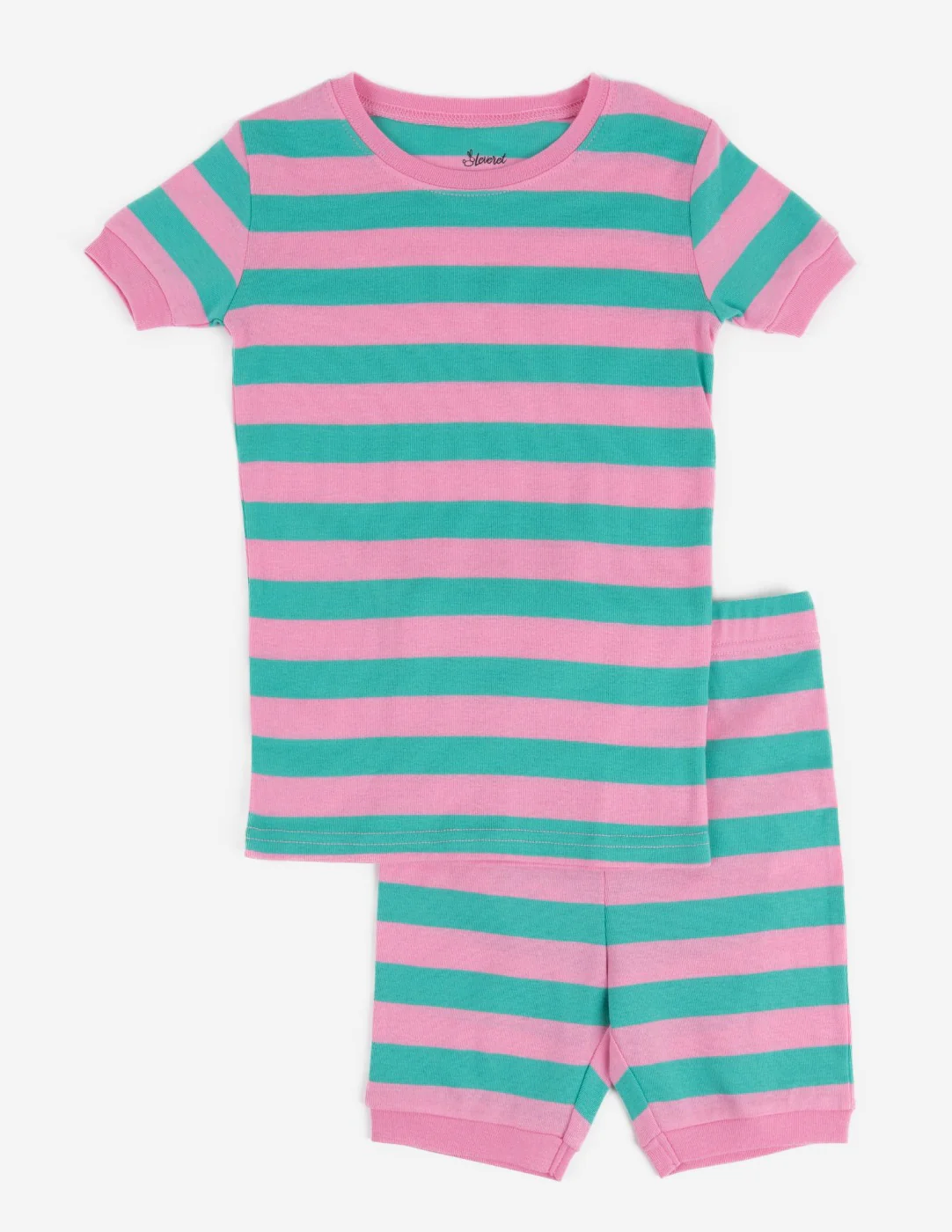 Short Sleeve Striped Cotton Pajamas - Image 21