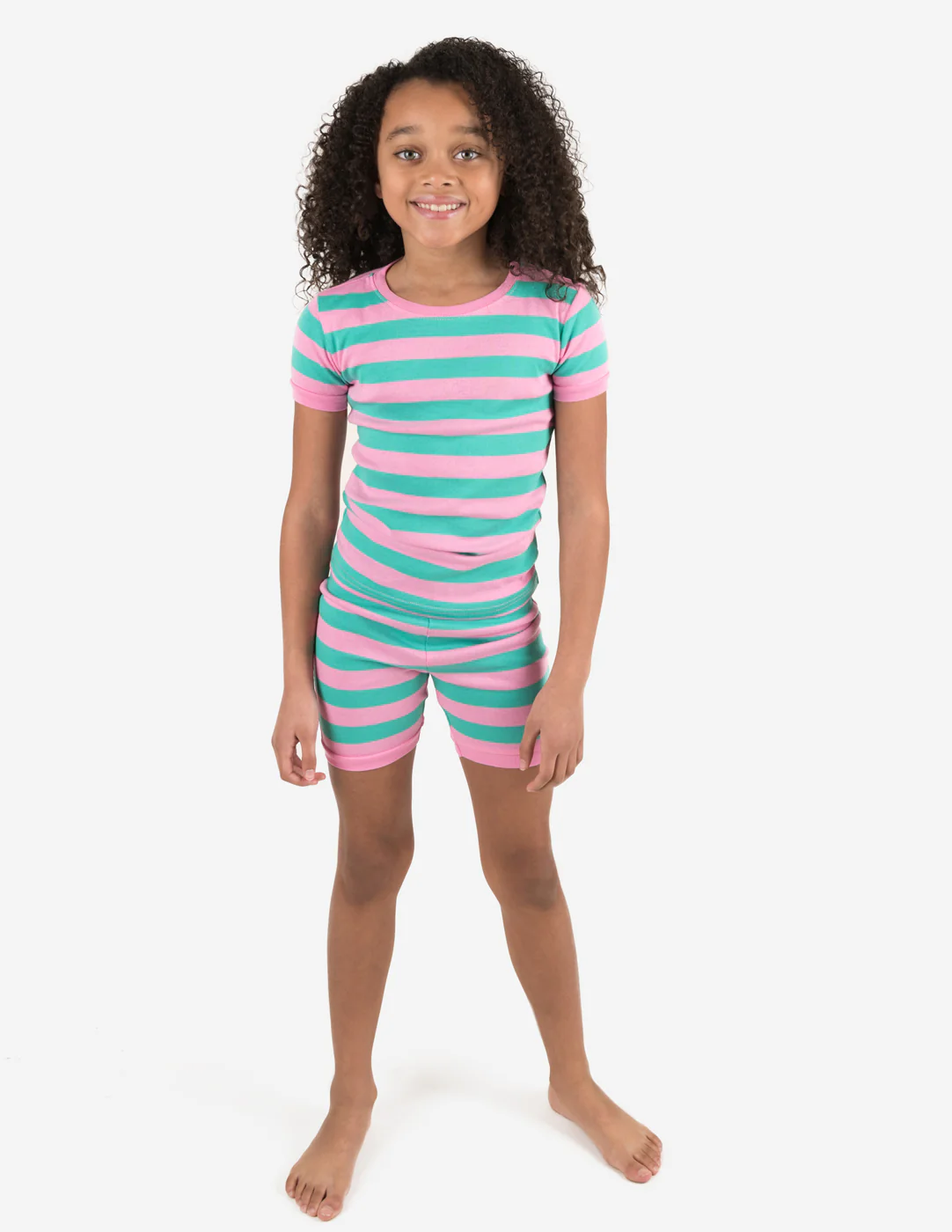 Short Sleeve Striped Cotton Pajamas - Image 23
