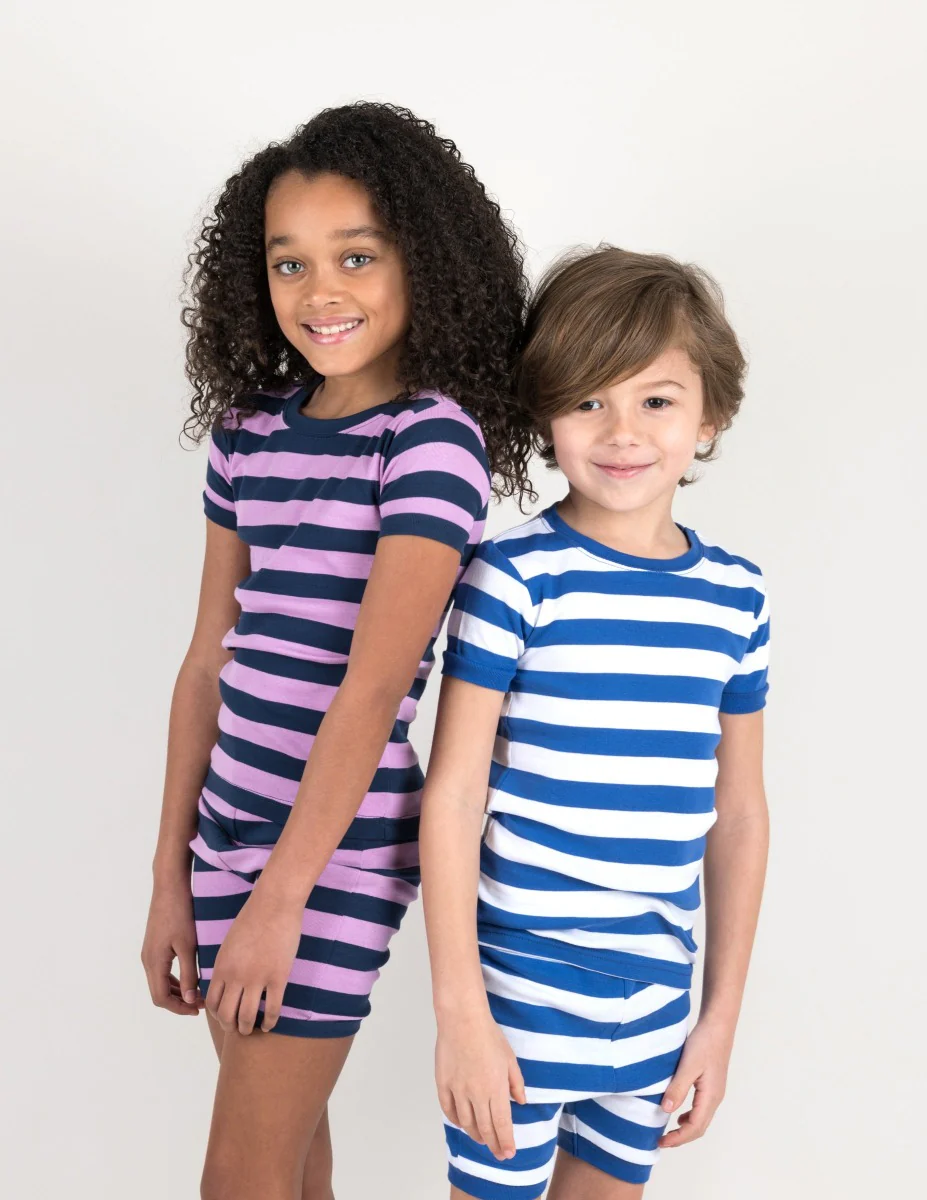 Short Sleeve Striped Cotton Pajamas - Image 6
