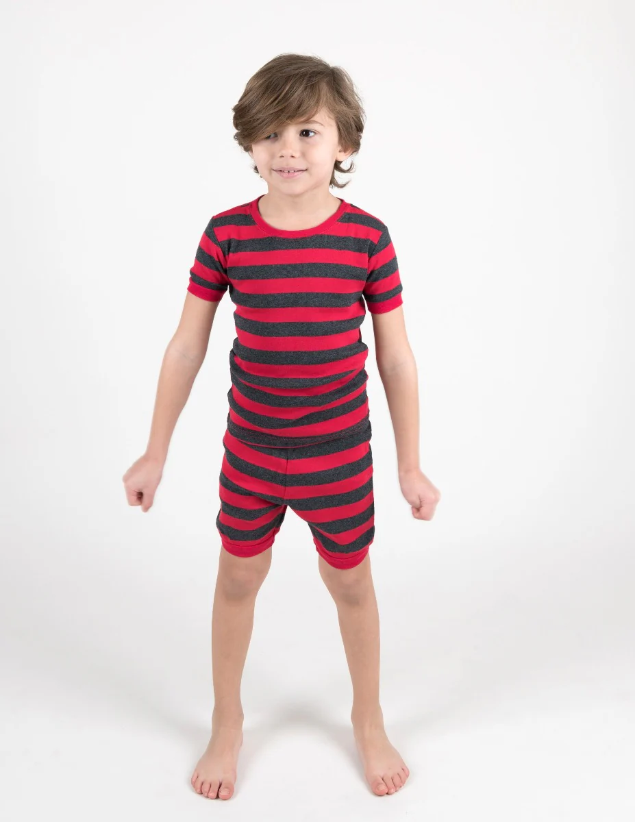 Short Sleeve Striped Cotton Pajamas - Image 7
