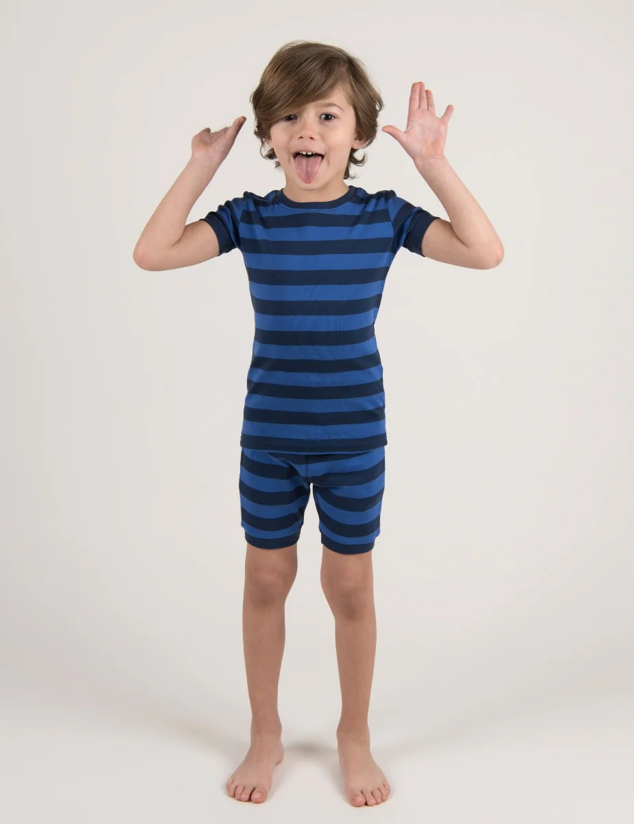 Short Sleeve Striped Cotton Pajamas - Image 9