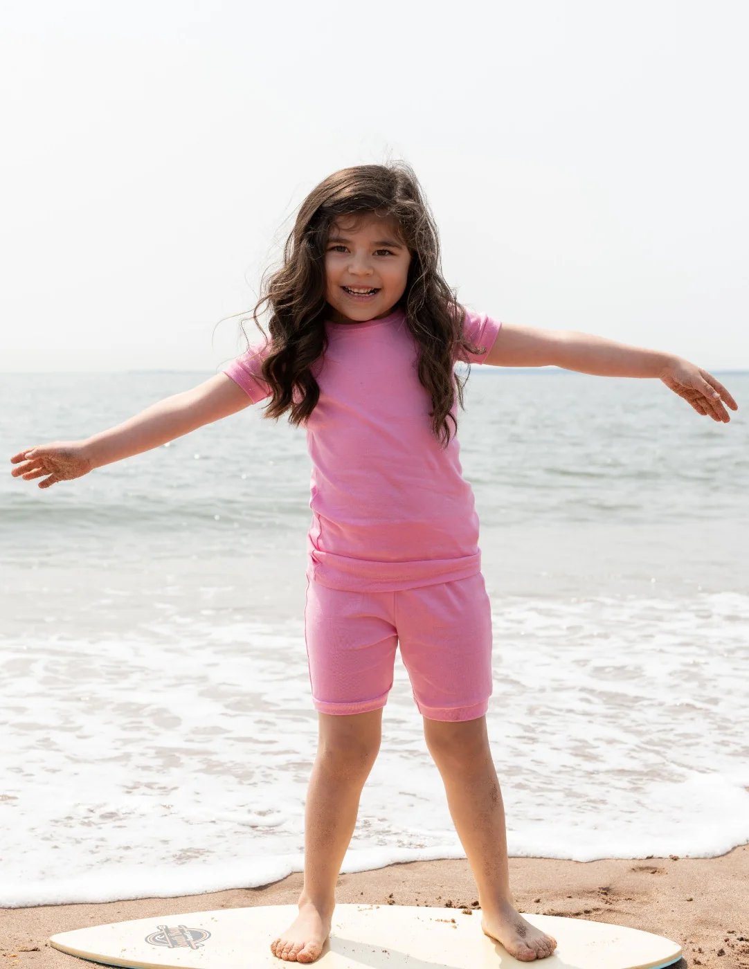 Kid's Short Sleeve Classic Solid Color Pajamas - Image 19