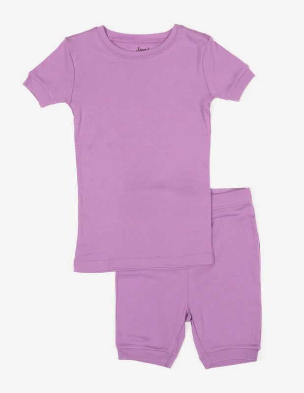Kid's Short Sleeve Classic Solid Color Pajamas - Image 24