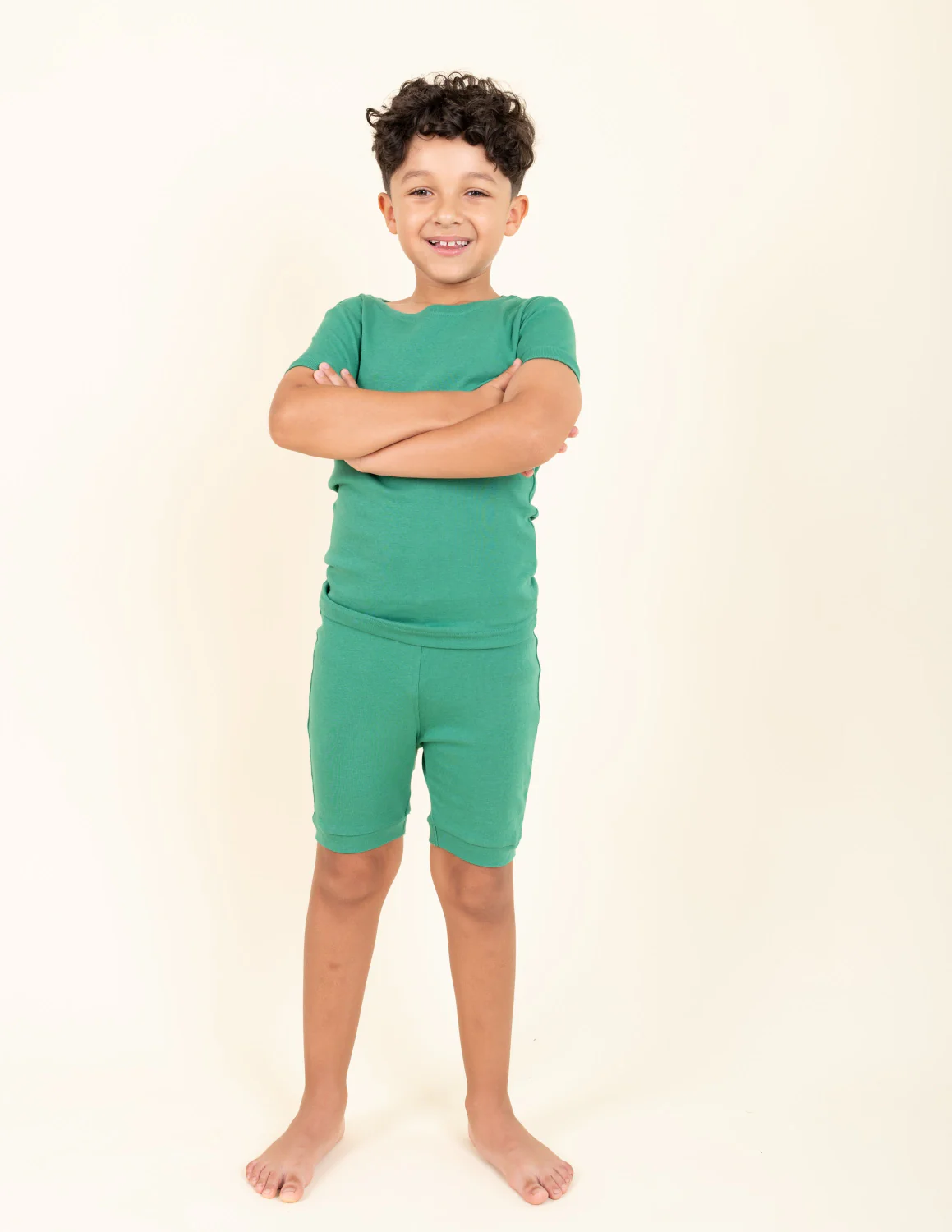 Kid's Short Sleeve Classic Solid Color Pajamas - Image 6