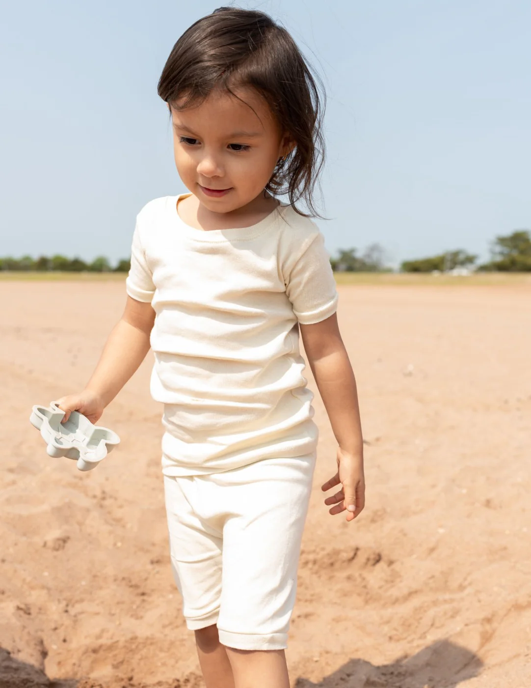 Kid's Short Sleeve Neutral Solid Color Pajamas - Image 11