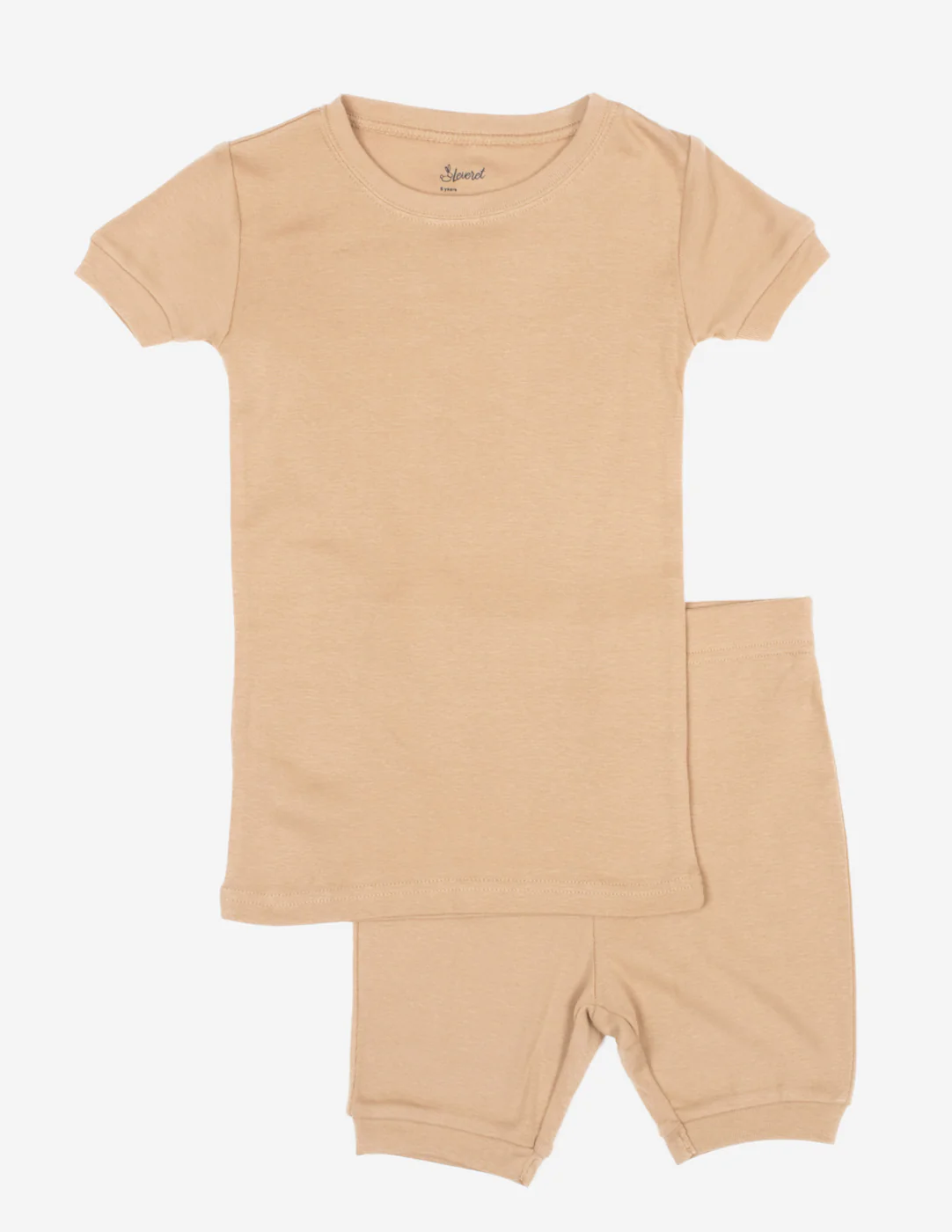 Kid's Short Sleeve Neutral Solid Color Pajamas - Image 19