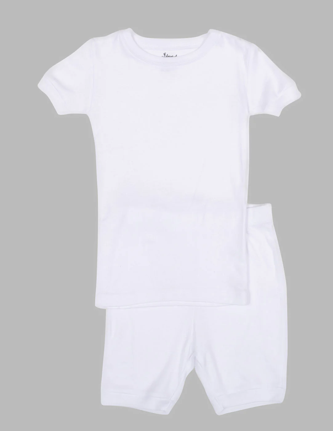 Kid's Short Sleeve Neutral Solid Color Pajamas - Image 3
