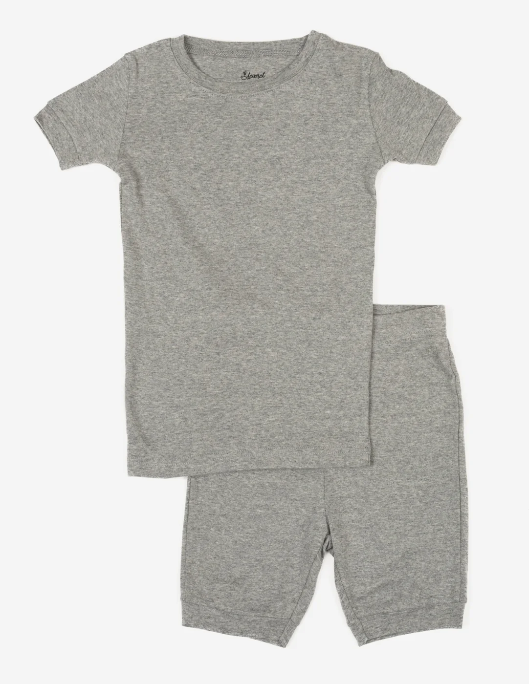 Kid's Short Sleeve Neutral Solid Color Pajamas - Image 9