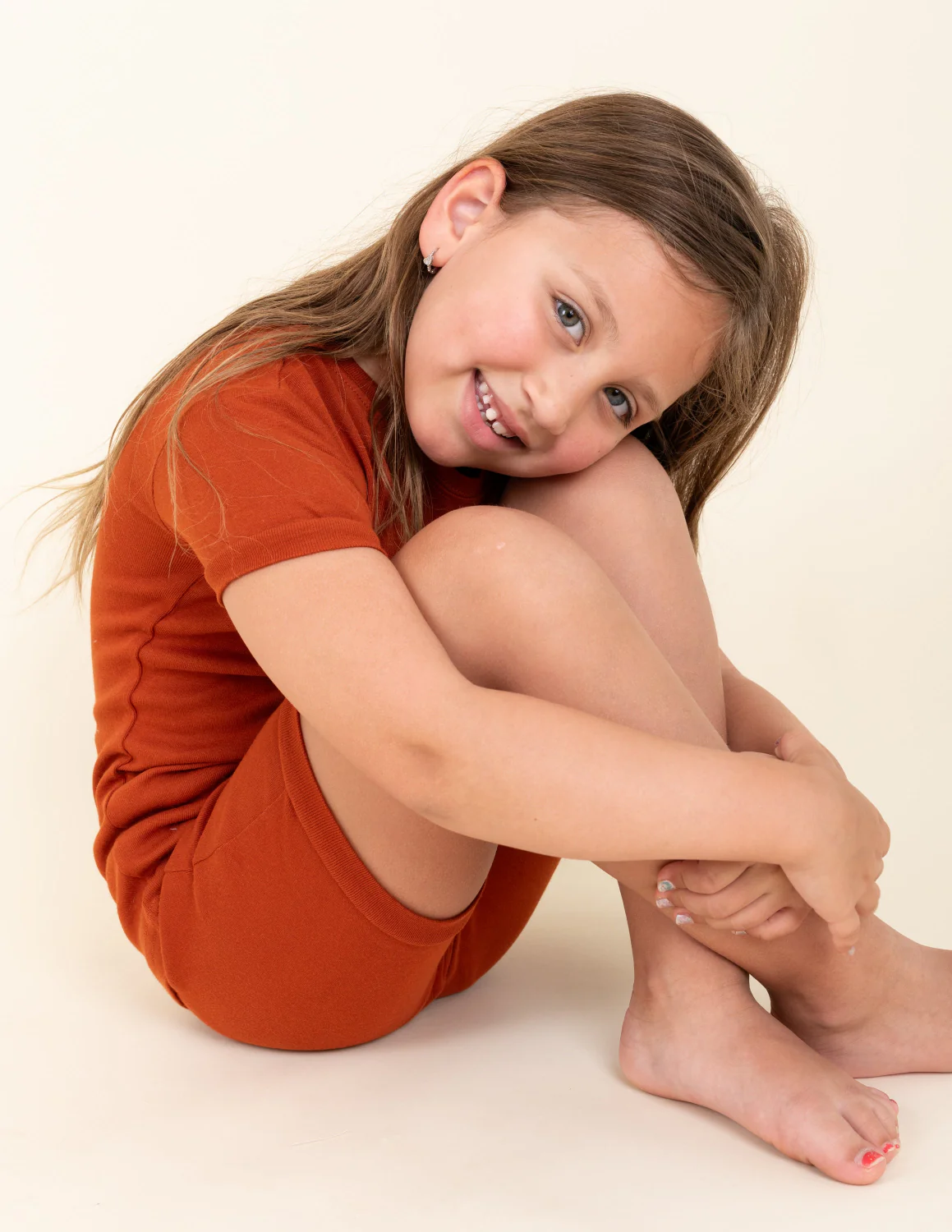 Kid's Short Sleeve Solid Color Boho Pajamas - Image 12