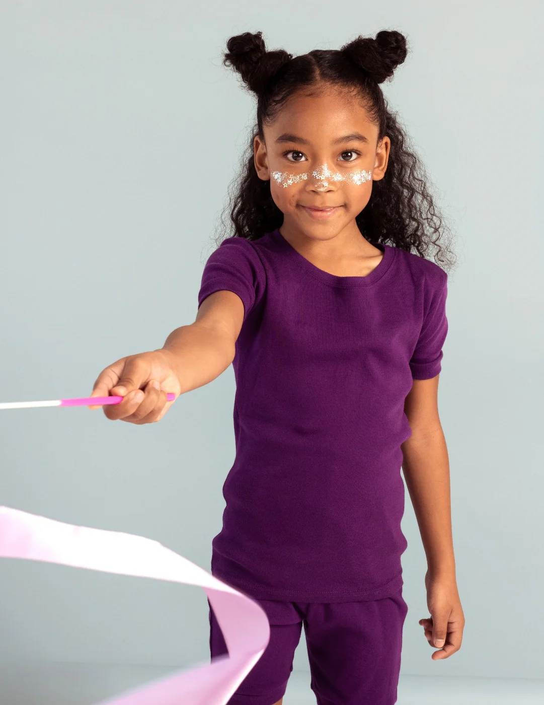 Kid's Short Sleeve Solid Color Boho Pajamas - Image 3