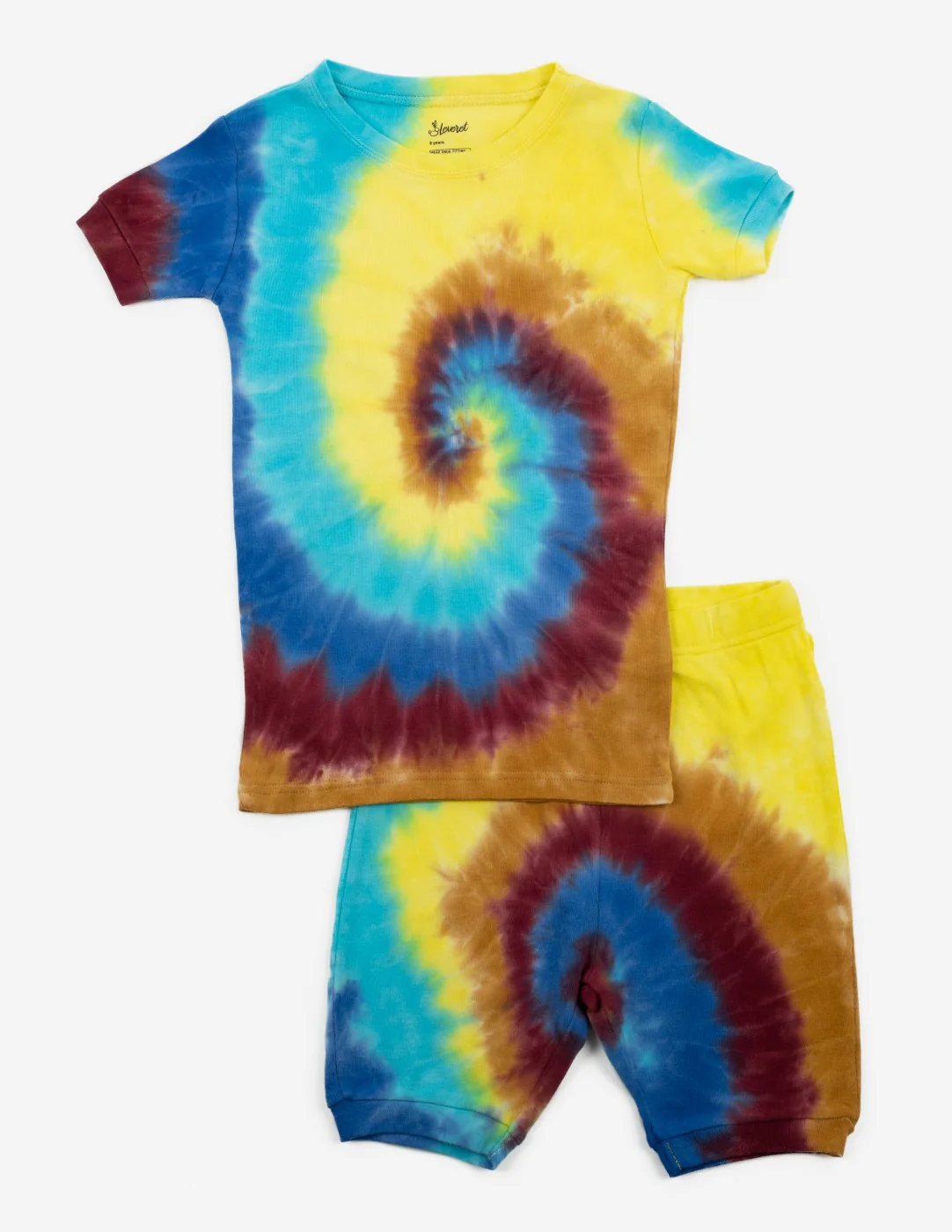 Short Sleeve Swirl Tie Dye Cotton Pajamas - Image 5