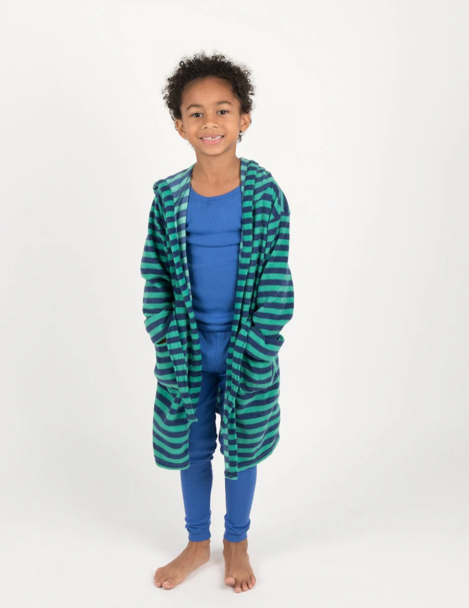 Kids Fleece Stripes Hooded Robe - Image 3