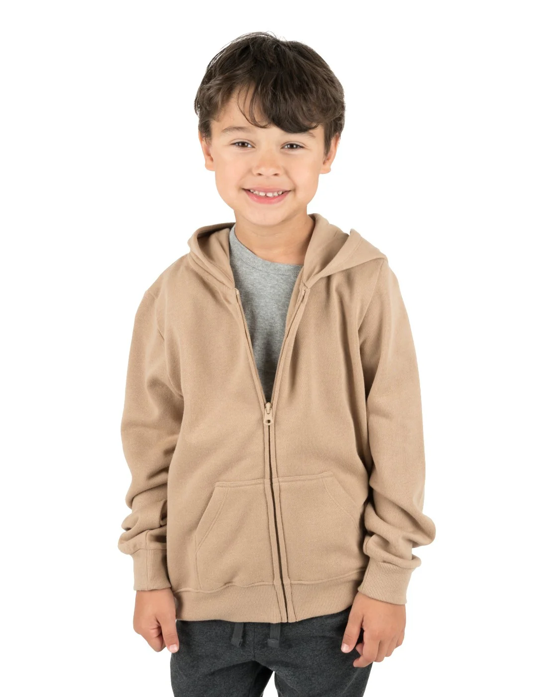 Cotton Neutral Solid Color Zipper Hoodies - Image 13