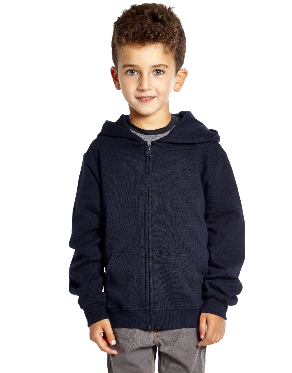 Cotton Neutral Solid Color Zipper Hoodies - Image 3
