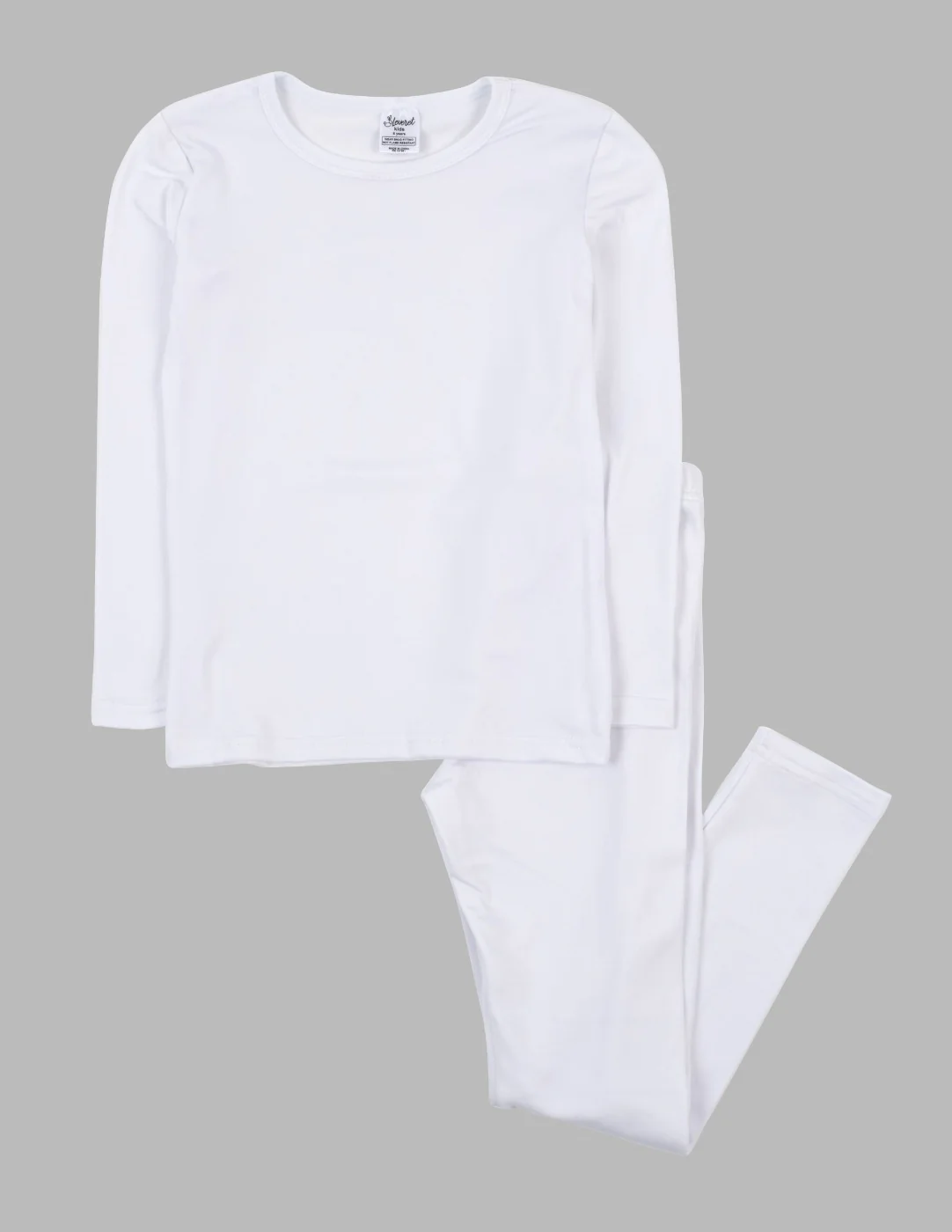Kid's Neutral Solid Color Thermal Pajamas - Image 13