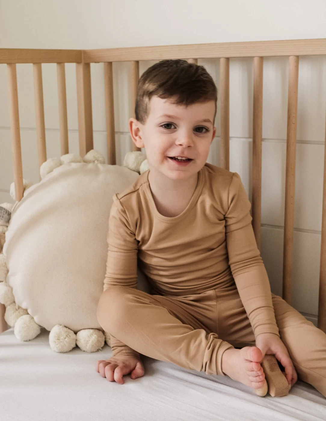 Kid's Neutral Solid Color Thermal Pajamas - Image 17