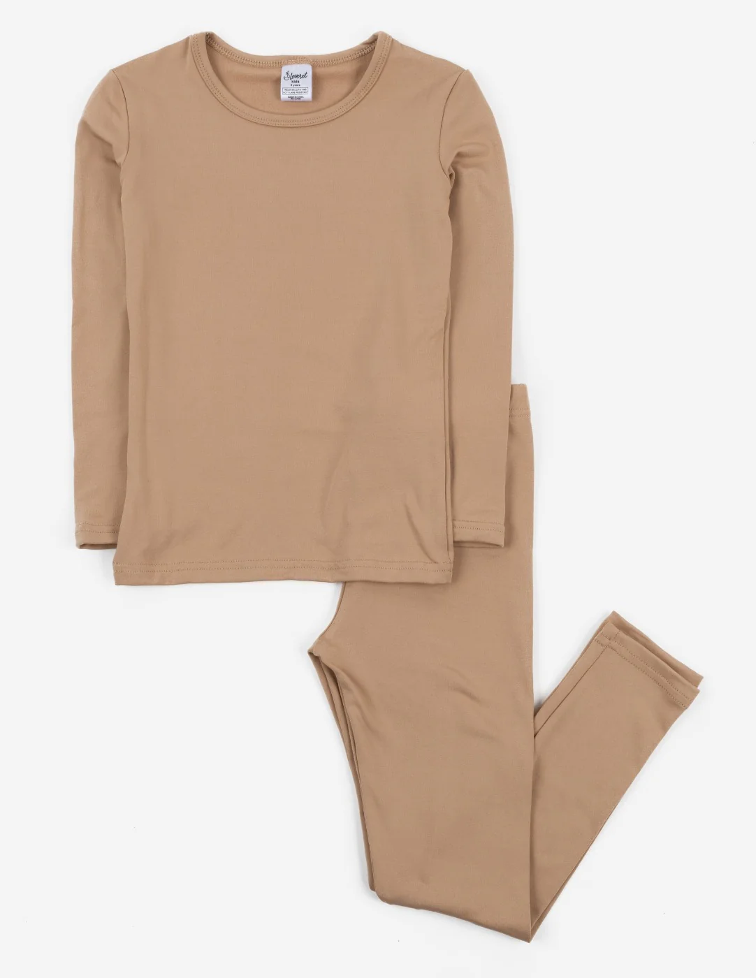 Kid's Neutral Solid Color Thermal Pajamas - Image 18