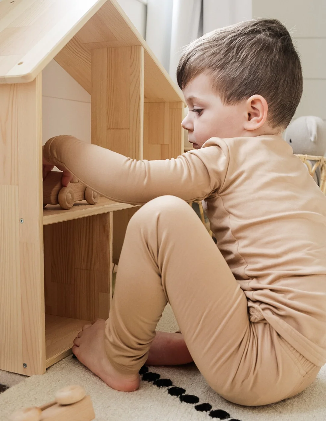 Kid's Neutral Solid Color Thermal Pajamas - Image 20