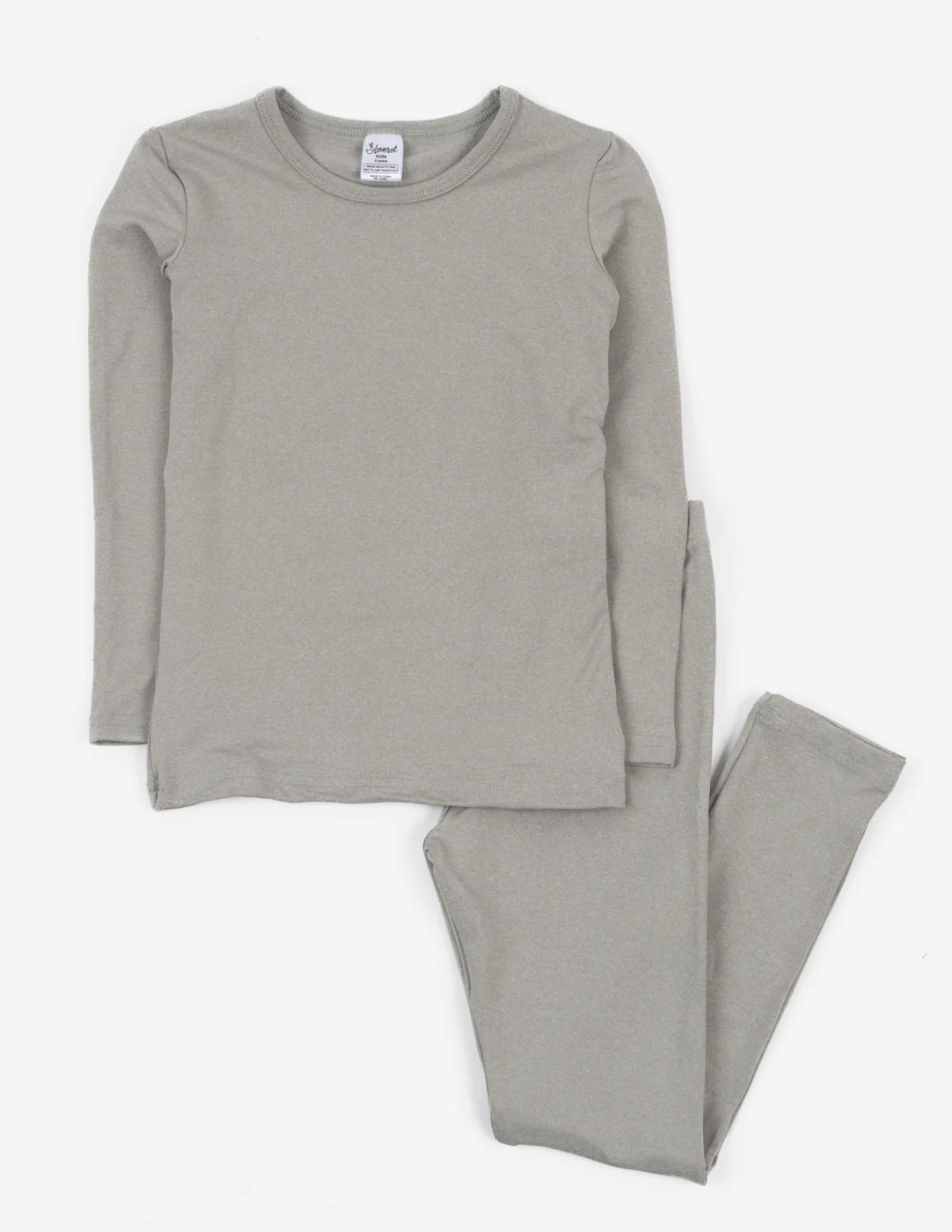 Kid's Neutral Solid Color Thermal Pajamas - Image 7