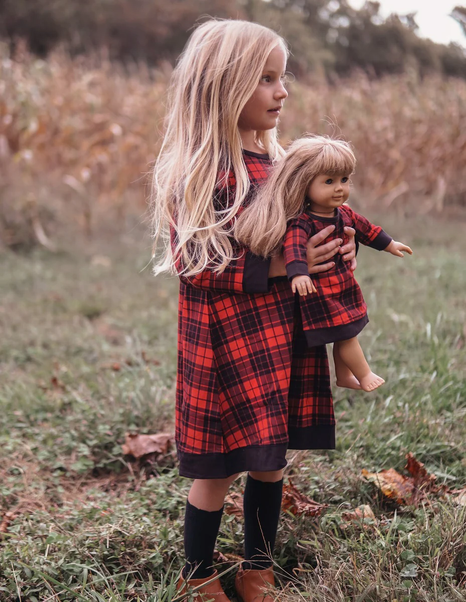 Matching Girl & Doll Winter Cotton Dress - Image 6