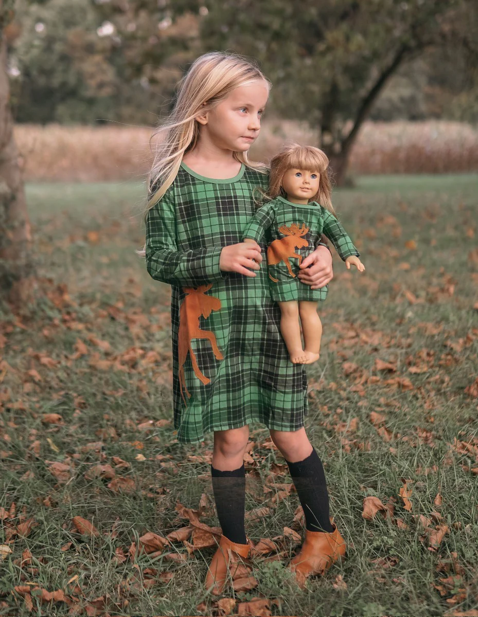 Matching Girl & Doll Winter Cotton Dress - Image 9