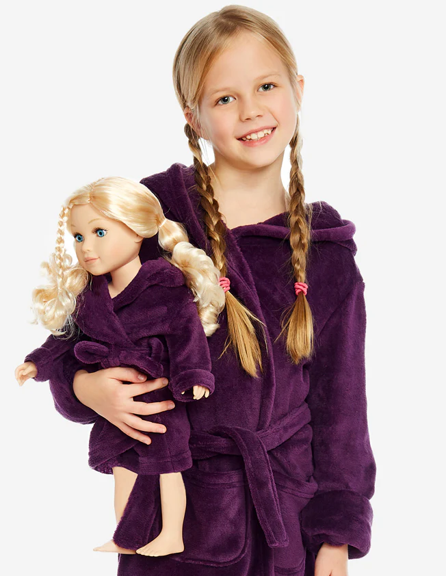 Girl & Doll Fleece Hooded Robe Colors - Image 2