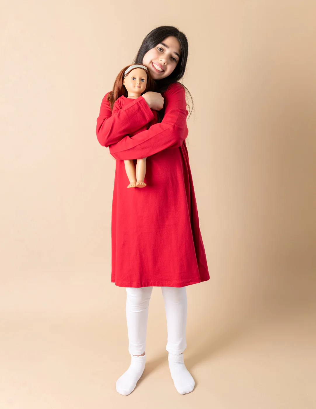 Matching Girl and Doll Solid Color Dress - Image 4