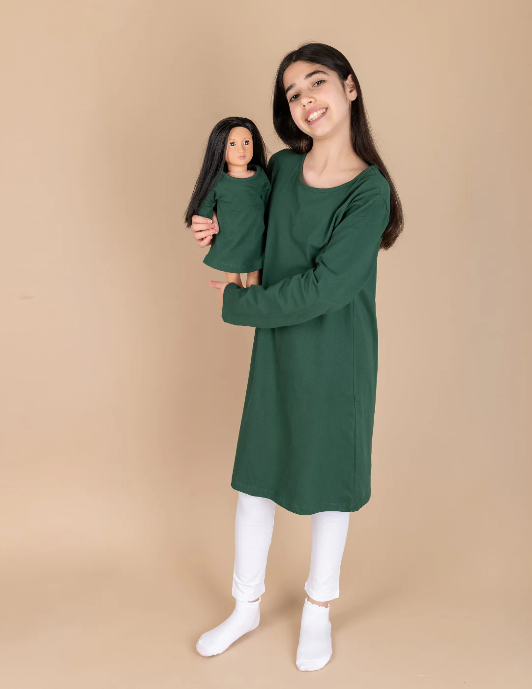 Matching Girl and Doll Solid Color Dress - Image 7