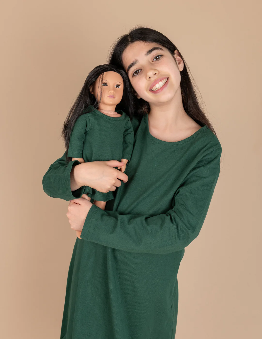 Matching Girl and Doll Solid Color Dress - Image 9