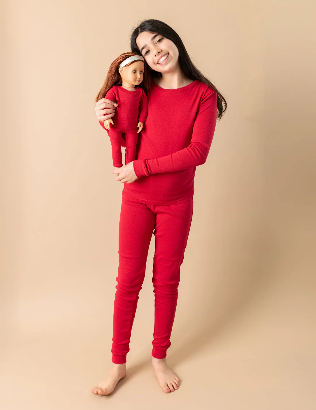 Matching Girl and Doll Solid Color Pajamas - Image 4