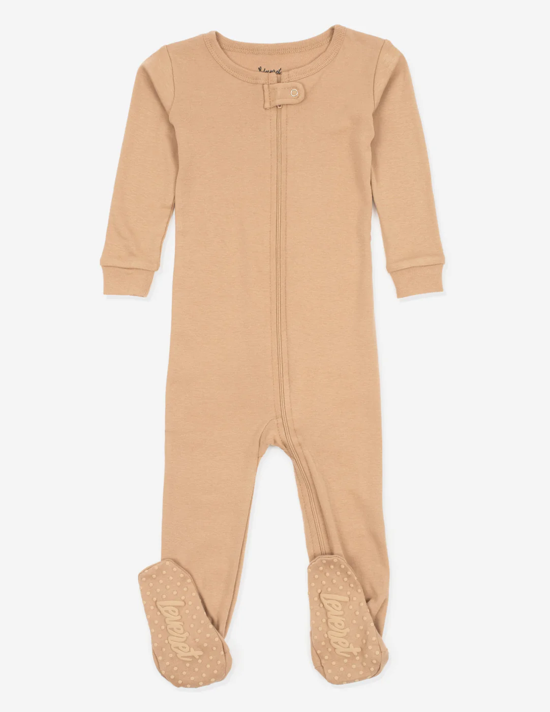 Solid Color Beige Footed Pajamas