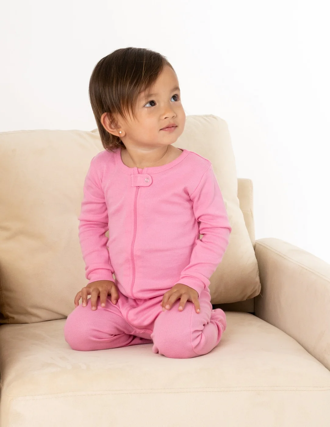 Solid Color Pink Footed Pajamas - Image 3