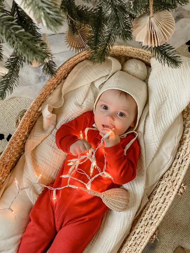 Solid Color Red Footed Pajamas - Image 3